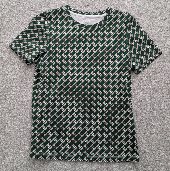 Tory Burch Tops - Tory Burch Green, Navy, Tan & White Logo Monogram Cotton T-Shirt